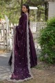 Wine red Gown Dress with Plain Faux georgette