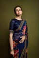 Embroidered  Georgette Blue Saree
