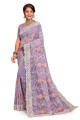 Georgette Saree with Embroidered in Lavender