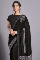 Black Saree  Sequins,embroidered  in Lycra