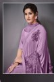 Saree in Purple Lycra with Sequins,embroidered
