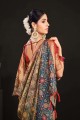 Digital print Tussar silk Saree Multicolor with Blouse