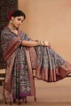 Tussar silk Multicolor Saree in Digital print