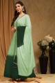 Palazzo Suit in Green Faux georgette with Embroidered