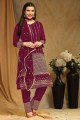 Embroidered Faux georgette Straight Suit in Rani