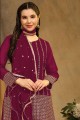 Embroidered Faux georgette Straight Suit in Rani