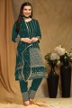 Rama green Straight Suit in Faux georgette with