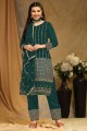 Rama green Straight Suit in Faux georgette with