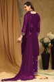 Purple Palazzo Suit in Embroidered Georgette