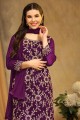 Purple Palazzo Suit in Embroidered Georgette