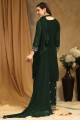 Embroidered Georgette Palazzo Suit in Green with Dupatta
