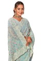Embroidered Georgette Saree in Mint  with Blouse