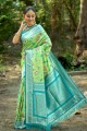 Green Saree in Silk with Zari