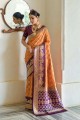 Silk Zari Orange Saree with Blouse