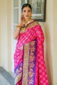 Silk Zari Rani pink  Saree with Blouse