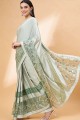 Sea green Lycra Saree with Stone,sequins,embroidered