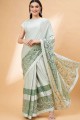 Sea green Lycra Saree with Stone,sequins,embroidered