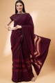 Lycra Maroon Saree in Stone,sequins,embroidered