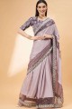 Silk Embroidered Mauve  Saree with Blouse