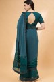 Green Saree in Lycra with Sequins,embroidered