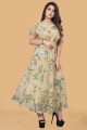 Gown Dress in Light blue  Georgette with Printed