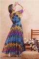 Printed Georgette Gown Dress in Multicolor with Dupatta