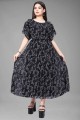 Georgette Black Gown Dress in Printed