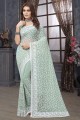 Dusty pista  Saree in Georgette with Embroidered