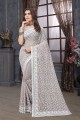 Dusty mouse  Georgette Saree with Embroidered