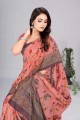 Digital print Chanderi Saree in Pink with Blouse