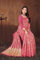 Digital print Art silk Pink  Saree with Blouse