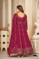 Embroidered Net Anarkali Suit in Pink