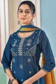 Viscose Viscose Straight Pant Suit with Embroidered