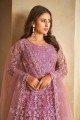 Embroidered Net Light purple Anarkali Suit with Dupatta