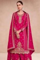 Pink Palazzo Suit in Embroidered Silk