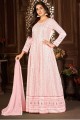 Pink Faux georgette Embroidered Anarkali Suit with Dupatta