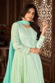 Embroidered Faux georgette Anarkali Suit in Turquoise  with Dupatta