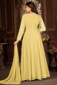 Faux georgette Anarkali Suit with Embroidered in Yellow