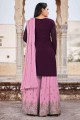 Faux georgette Eid Sharara Suit in Purple with Embroidered