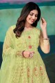 Net Embroidered Yellow Eid Anarkali Suit with Dupatta