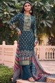 Muslin Eid Palazzo Suit with in Blue