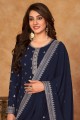 Blue Eid Sharara Suit in Embroidered Georgette