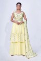 Sharara Suit in Lime yellow Chiffon with Mirror