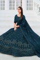 Georgette Wedding Lehenga Choli in Teal blue with Embroidered
