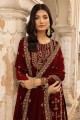 Georgette Maroon Eid Salwar Kameez in Embroidered