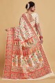 White Saree in Silk with Weaving