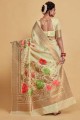 Weaving Beige Silk Saree with Blouse