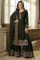 Green Eid Sharara Suit with Embroidered Georgette