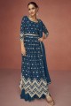 Embroidered Georgette Eid Anarkali Suit in Navy blue with Dupatta