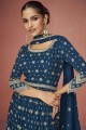 Embroidered Georgette Eid Anarkali Suit in Navy blue with Dupatta